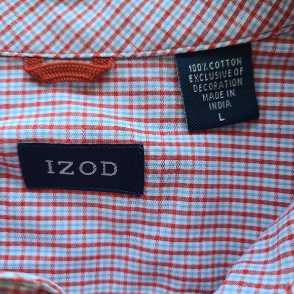 Izod Men's Classic Short Sleeve Button Down Shirt, Size: Large Color:  Red - Picture 6 of 11